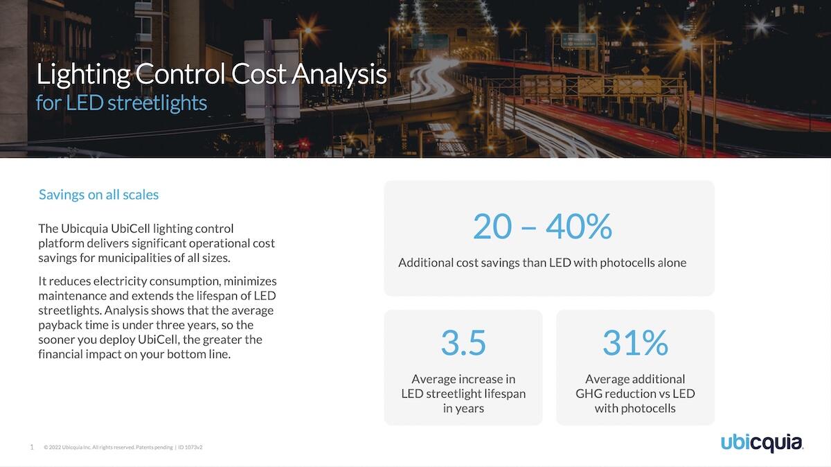 Lighting Control Cost Analysis brief Ubicquia