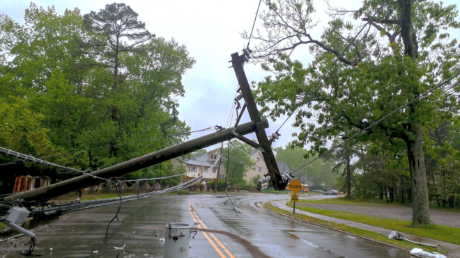 Pole down in storm